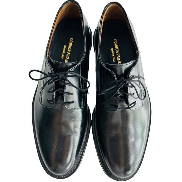 Common Projects Lug Sole Derby Shoes Shine Black Mens Size 41 US 8/8.5 - Picture 2 of 10